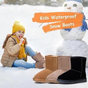 1880 NIB Vepose Boy's Girl's Snow Boots BLACK Cow Suede  Leather Toddler  Size 9